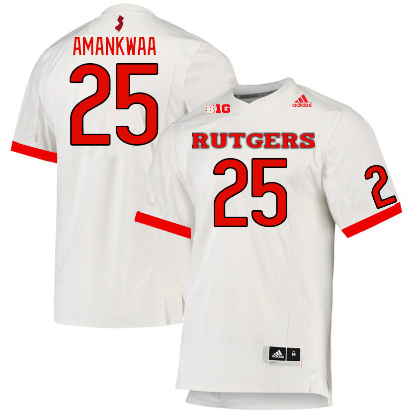 Men #25 Charles Amankwaa Rutgers Scarlet Knights College Football Jerseys Stitched Sale-White - Click Image to Close
